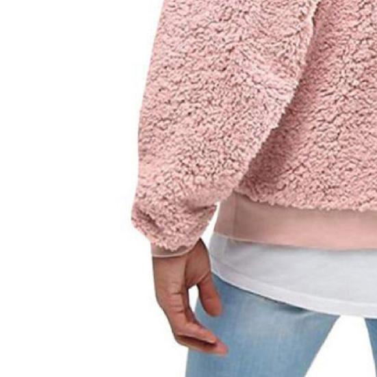 Sweatshirt Einfarbig Kordelzug Kapuze Plüsch Pullover Hoodies Lässiges Sweatshirt für Büro