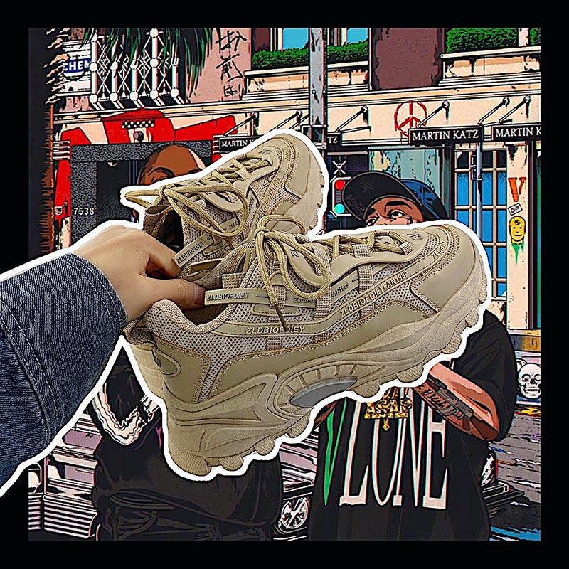 Frühling neue Freizeitschuhe atmungsaktive Dad Shoes höhenverstellbare Schuhe große Größen Sport INS-Stil