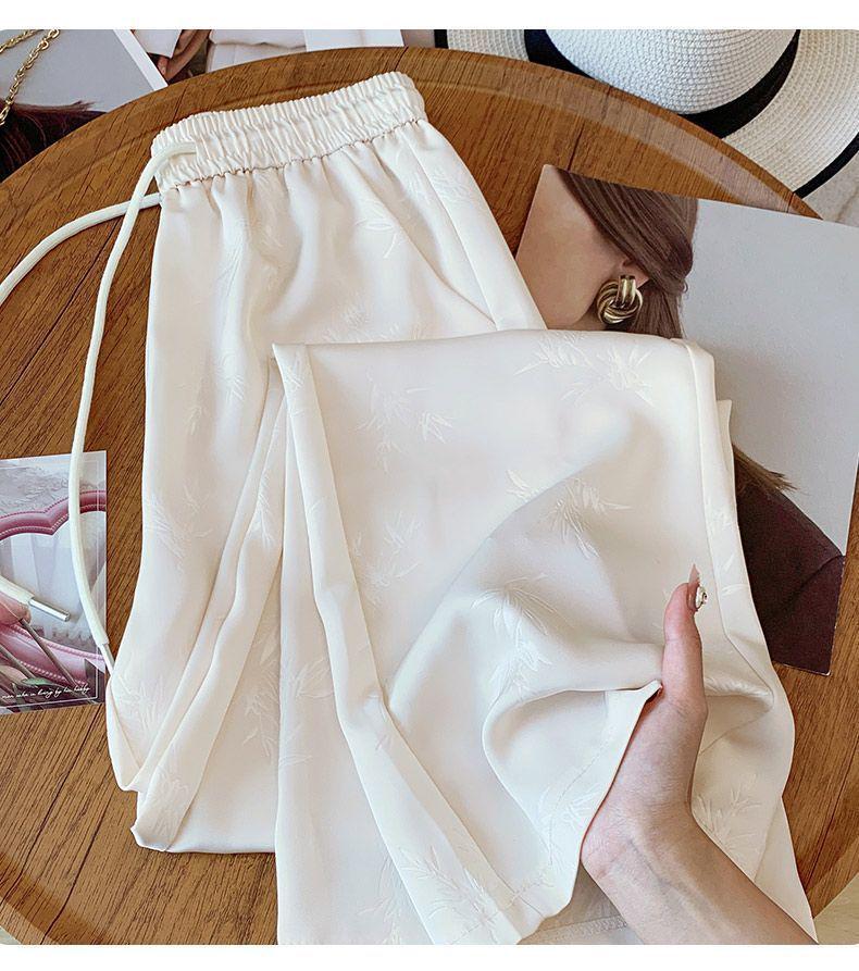 Chinese-Style Silk-Like Summer Wide-Leg Pants for Women