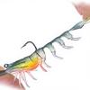 TPR 3-Piece Artificial Soft Bait Shrimp-Shape Multi-section Lure  Hooks for Bass Fishing for Ocean Boat River Printed