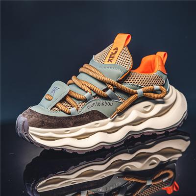 Chunky Sneaker Men Designer Sport Shoes Fashion Casual Microfiber Leather Fabric Breathable Height Increased Flat Platform Shoes