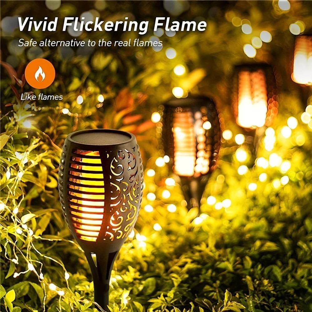 1-8PCS 12LED Solar Flame Torch Lights Flickering Light Waterproof Garden Decoration Outdoor Lawn Path Yard Patio Floor Lamp