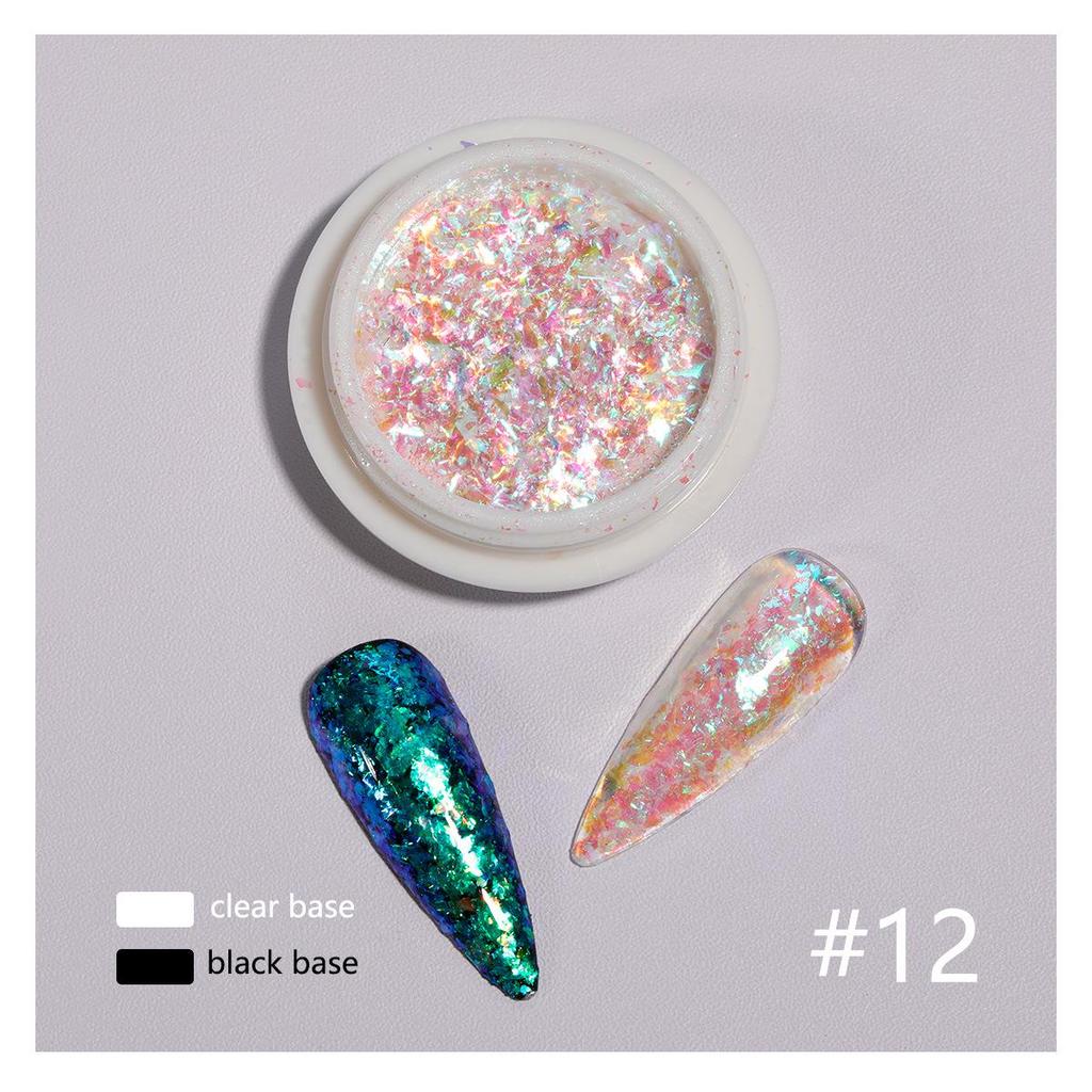 Iridescent Fairy Nail Decoration Sequins - Super Shiny 12 Colors Cloud Brocade Powder Snow Velvet 