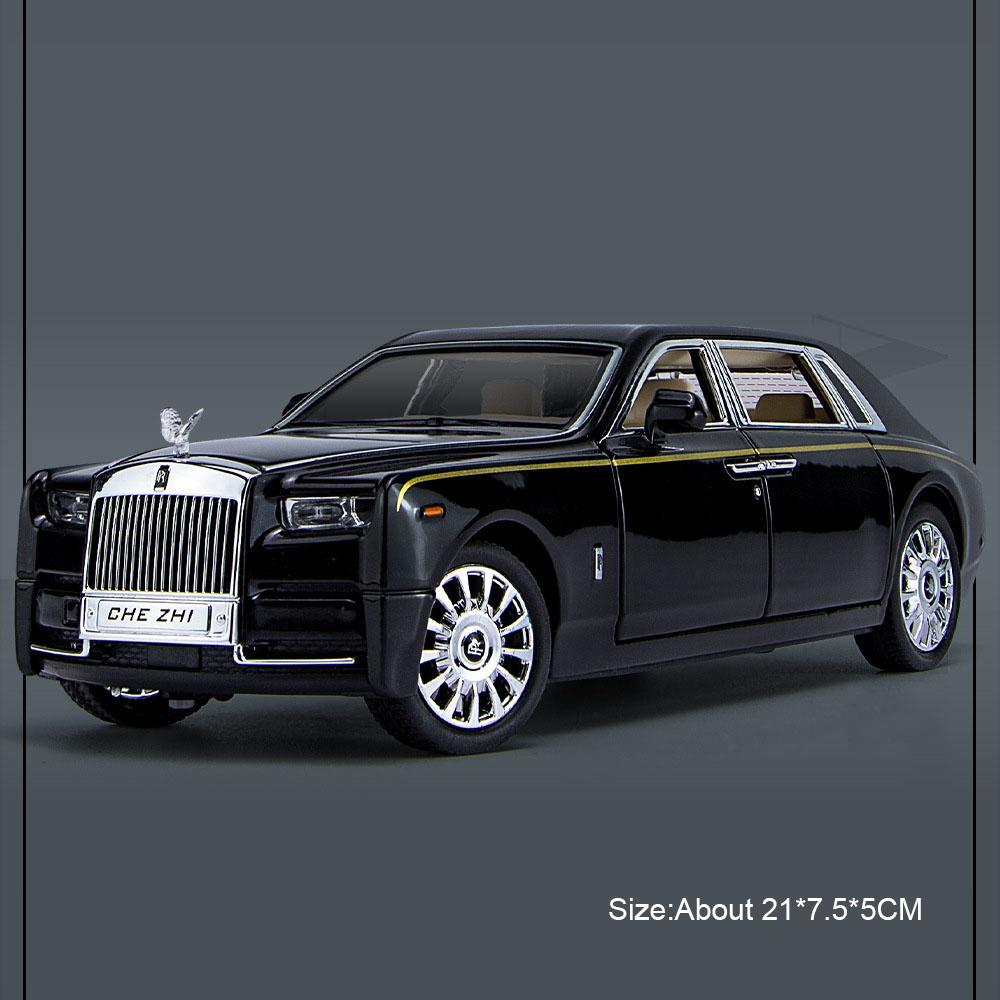 1:24 Scale Spectre Phantom Car Model Toy Diecast Metal Light Music Starry Sky Top Shock Absorption Vehicle for Boys Gifts