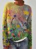 3D Printed Women's Casual Loose Knit Pullover Sweater