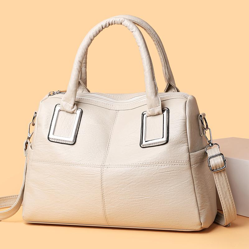 Chic Women's Leather Top-Handle Bag Versatile Crossbody Purse for Daily & Casual Use
