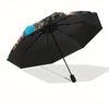 Stained Glass Cat Automatic Folding Umbrella  8 Ribs, Durable Iron Frame, Bright Color Pattern Compact Travel Umbrella, Suitable for Outdoor