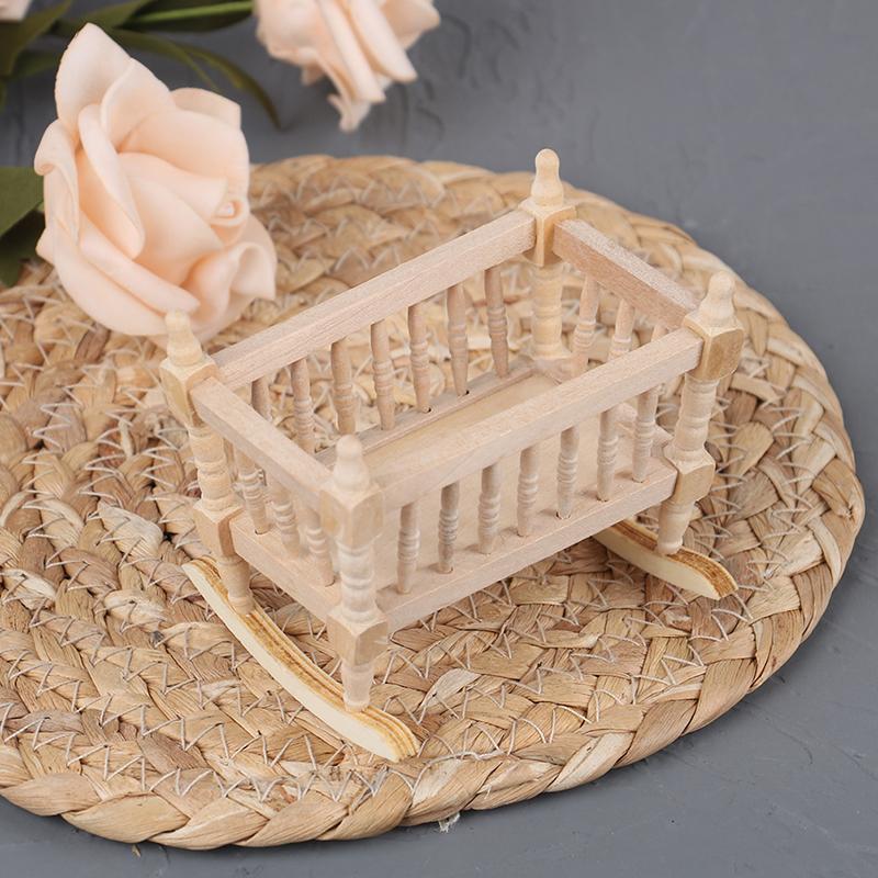 1:12 Dollhouse Miniature Baby Bed Wooden Cradle Baby carriage Baby Walker Doll House Accessories For Dollhouse Decoration New