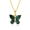 18K Gold-Plated Sterling Silver Butterfly Pendant Necklace with Emerald Zircon