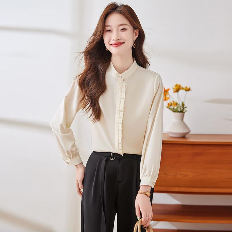 Women's French Style Long-Sleeve Chiffon Blouse