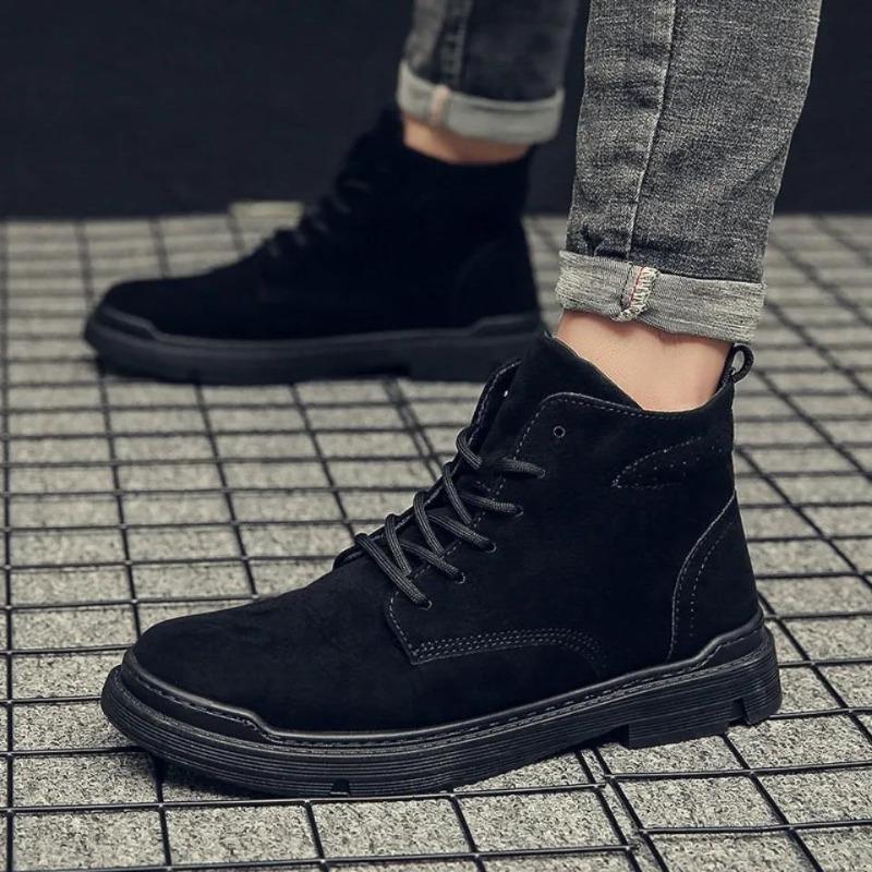 Spring men's Martin boots high-top leather boots snow boots medium-top short boots tooling shoes men's trendy shoes leather shoes men's shoes