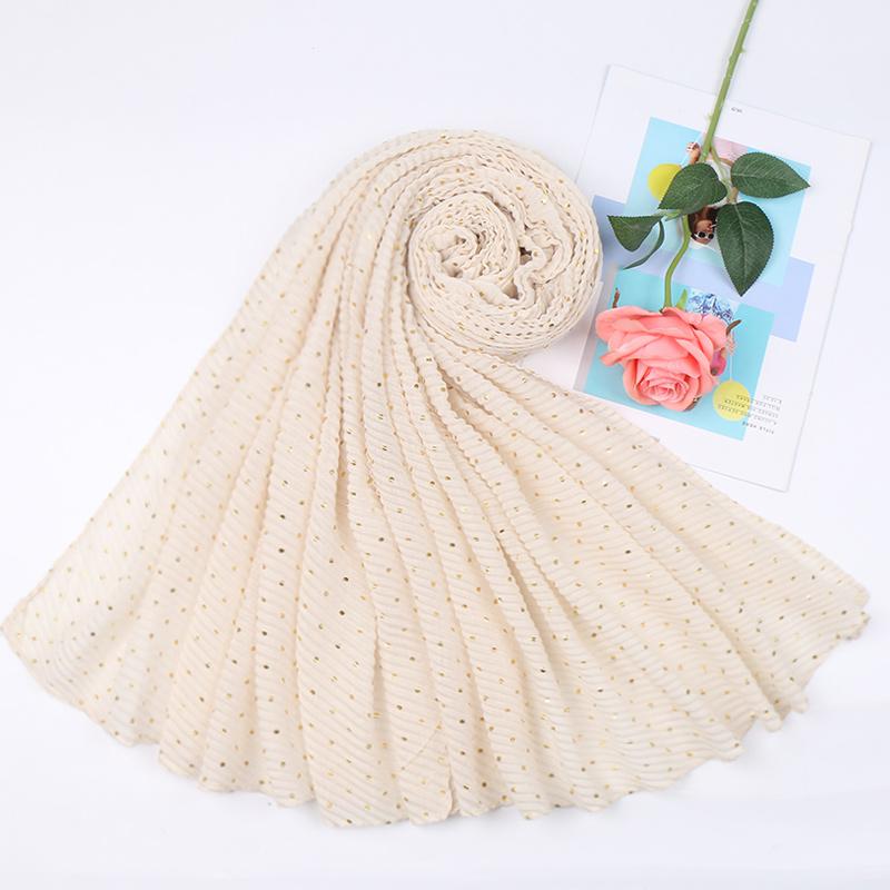New Pleated Polka Dot Hijab Scarf Women Shimmer Ripple Shawls Muslim Glitter Shawl Wraps Stretchy Headband Scarves Soft Pashmina