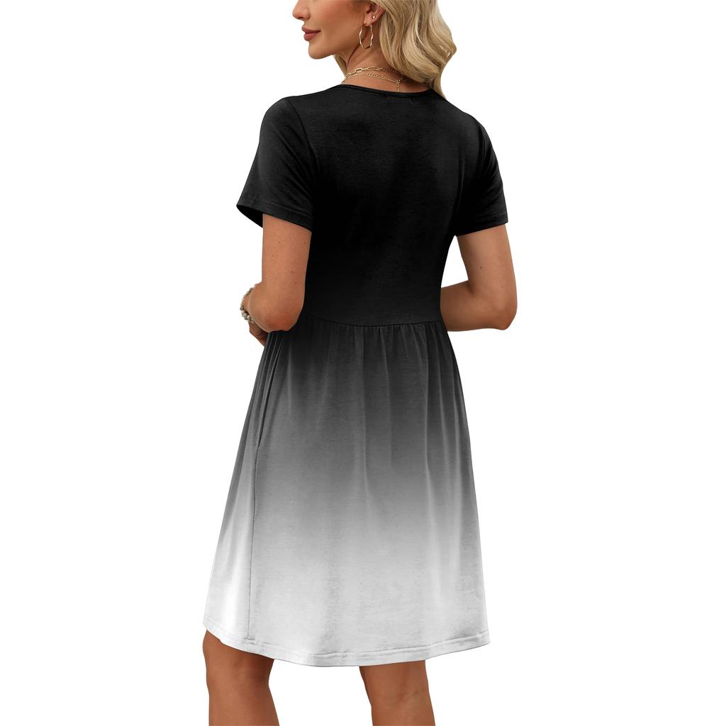Dresses For Women Short Sleeve O Neck Casual Dresses Waist Maternity Dress With Pockets