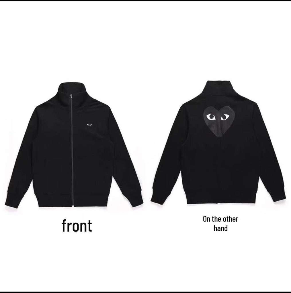 Chuan Jiu 2024 A/W Couple's Heart Hoodie Pullover with Stand Collar & Zipper