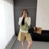 Womens Striped Knit Top Fake 2 Piece Long Sleeve V Neck Loose Fit Early Casual Sweater