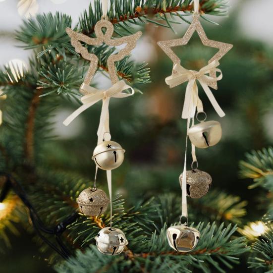 Christmas Pendant Decorative Star Bell Hanging Decoration Festive Atmosphere Indoor Outdoor Holiday Decor