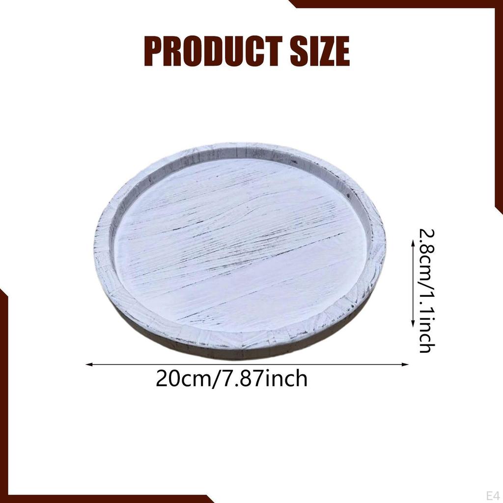 Bathroom Counter Organizer Wood Round Dinner Plate Wooden Serving Tray Platter for Food