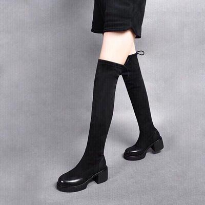 Long Boots Women's Boots Autumn and Winter New High Boots Knee Boots Thick-soled Thick-heeled Leather Boots