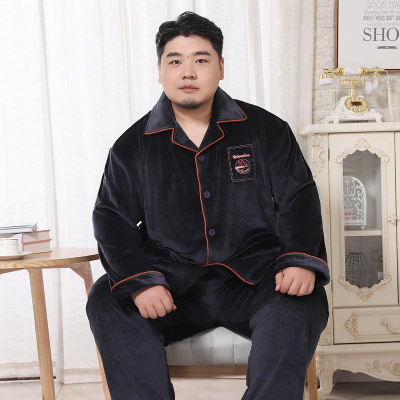 Мужской велюровый пижамный комплект с лацканами 5XL Большой размер Mei Ji Yun Dong