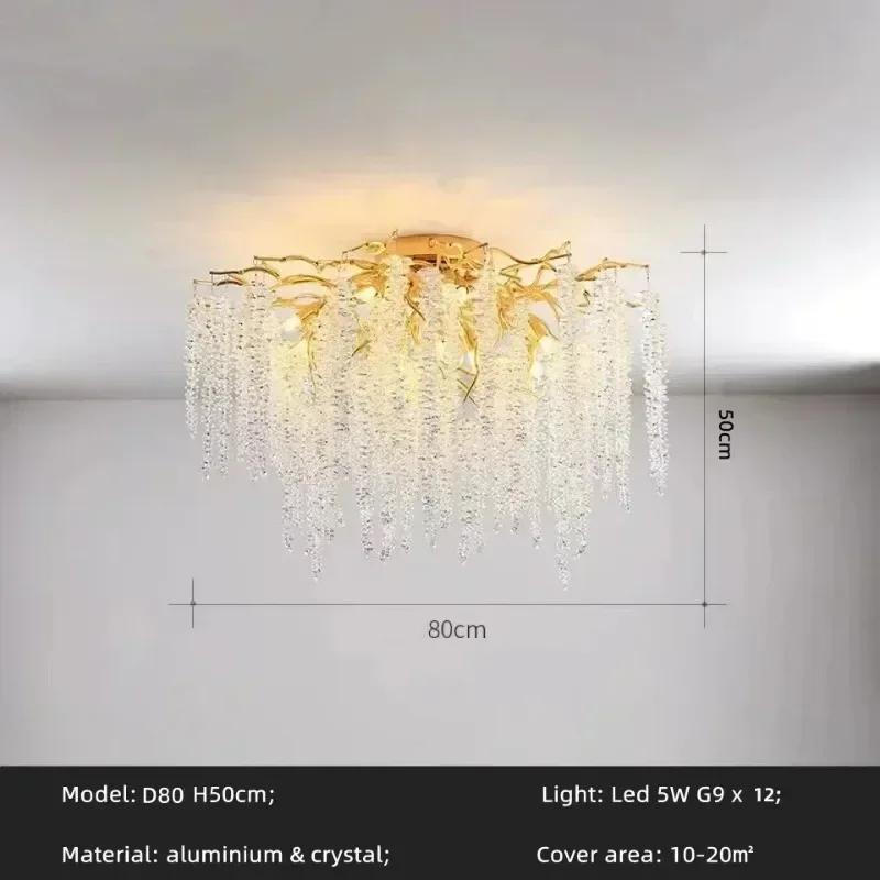 Nordic Luxury Branch Gloss Crystal Chandelier Modern Dining Table hotel Pendant Indoor Home Lighting Decorative Ceiling Light