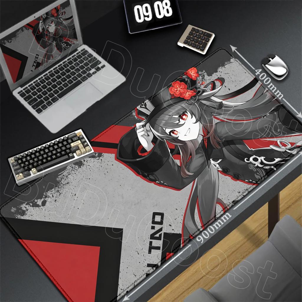 HD Genshin Impact Hu Tao Game Mousepad PC Gaming Accessories Laptop Pad Non-Slip Rubber Soft Edge locking XXL Large Keyboard Mat
