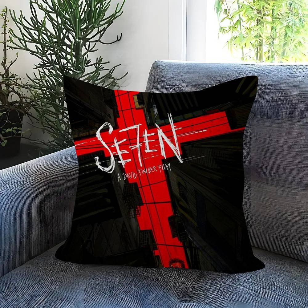 Seven Se7En Movie Classic Cushion Cover Pillowcase Upholstery Sofa Throw Pillow Home Decor Pillowcas Peach skin 18*18(CM)-1Pcs