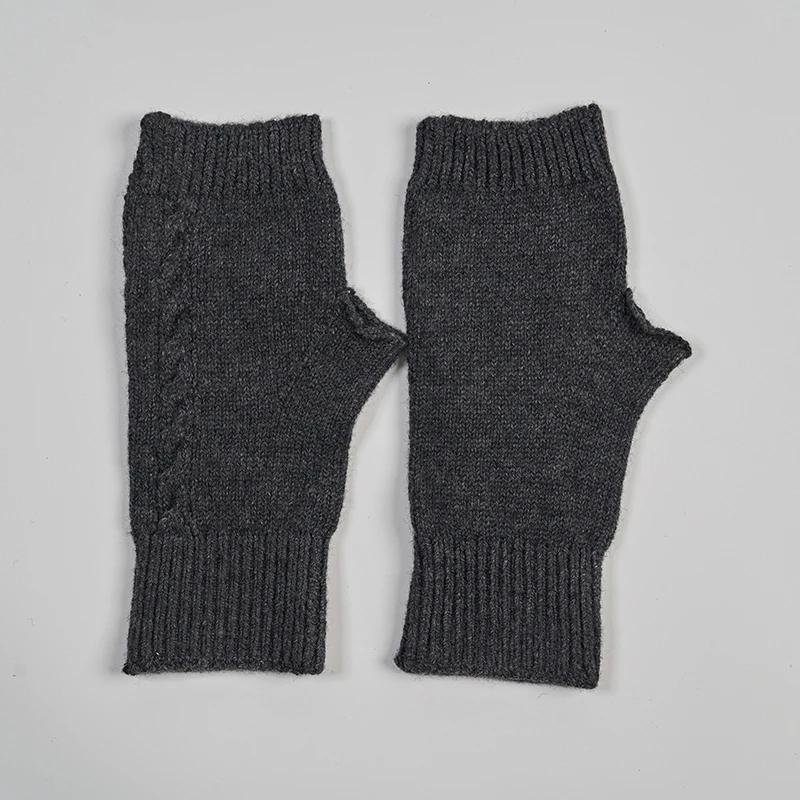 Women's Winter Knitted Fingerless Gloves Cashmere Short Half Finger Wrist Twist Hand Warmer Stretch Mitten for Girls