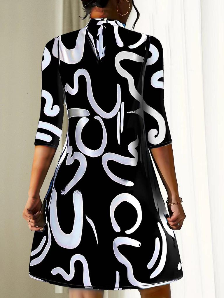 Women Loose Sleeveless Elegant Print Dress Spring Summer Casual Office Ladies Dresses Robe Femme