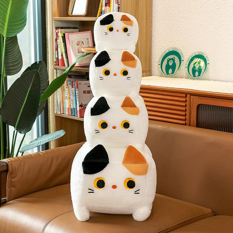 Square cat throw pillow soft cute 8 inch small flower cat plush toy, sofa cushion scratching machine doll