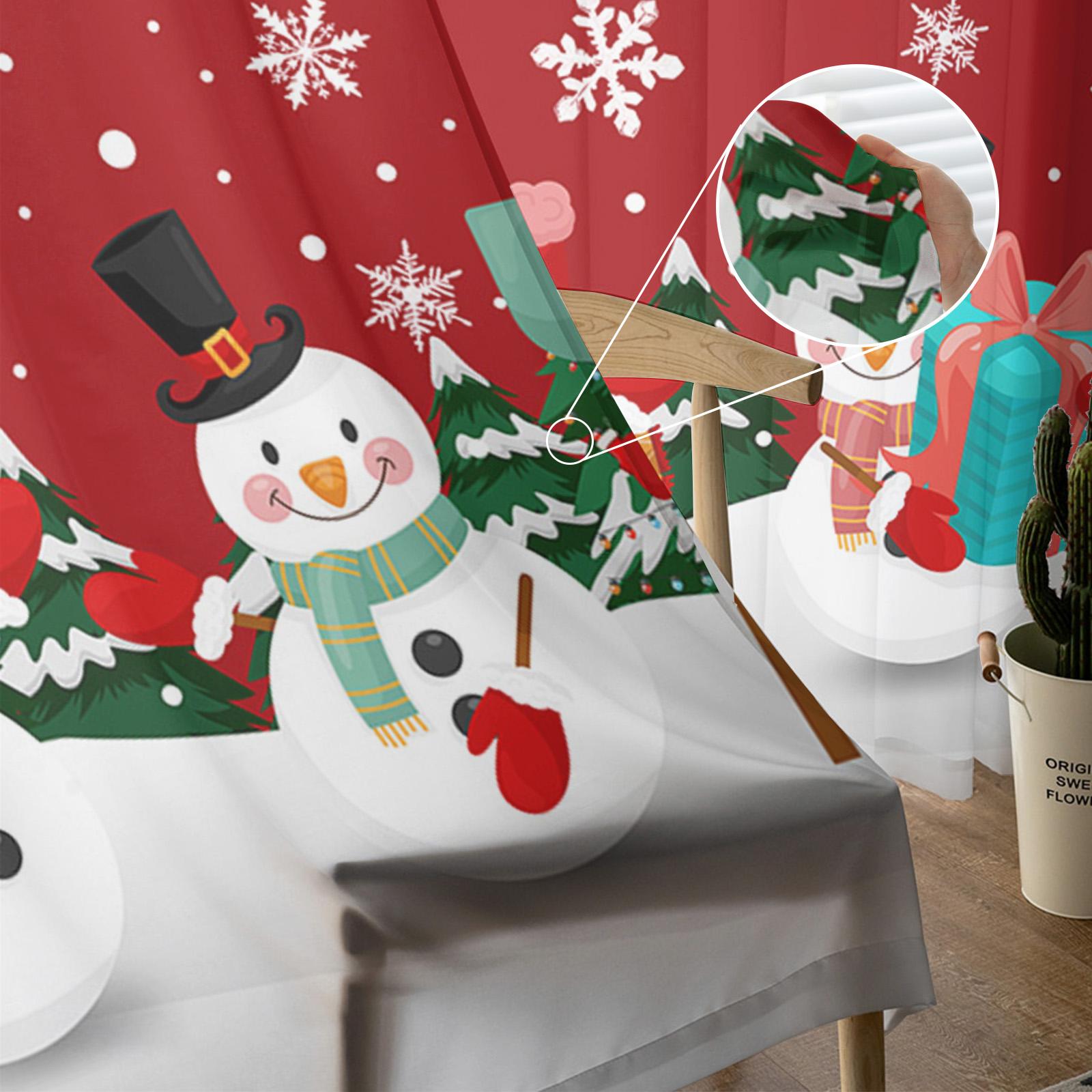 Рождественские прозрачные шторы со снеговиком для гостиной — фото 6