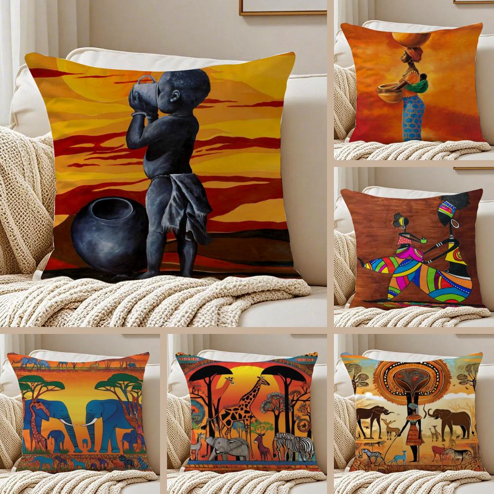 Abstract Painting African Living Cushion Cover Pillowcase Antidustmite Living Room Sofa Decor Cushion Room