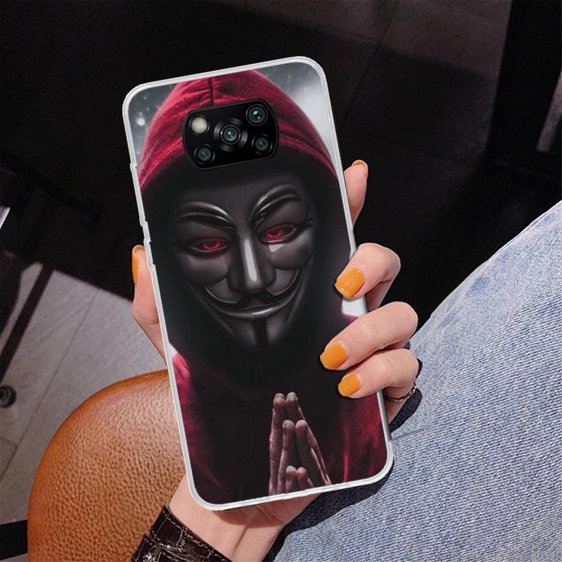 Anonymous V for Vendetta Mask Phnoe Case for Xiaomi Poco X5 X6 X7 Pro X4 Gt F7 Ultra M8 M7 Redmi 15C 15 13C 13 12C 12 Unique Cov