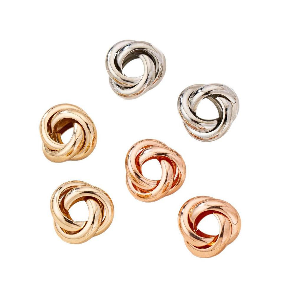 Sophisticated European & American Twisted Metal Earrings: Three Stylish Colors Available