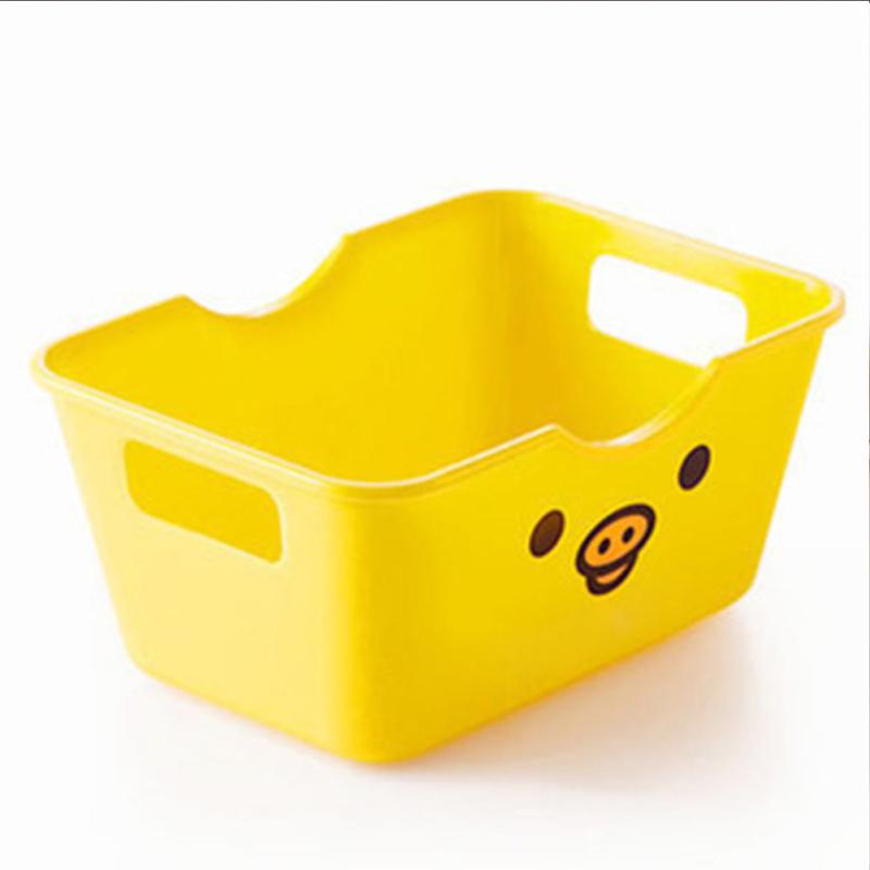 Портативная коробка для хранения с ручкой, мини-прямоугольная настольная коробка с мультяшным медведем жёлтый