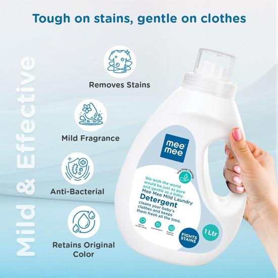 Mee Mee Baby Liquid Detergent 1 L | Ph Balanced, Free from Harsh Chemicals, Safe for Mother's Hands  | Anti-Bacterial, Removes Stains