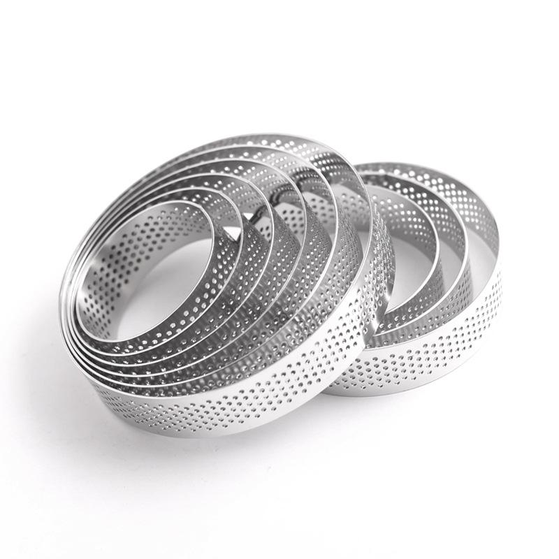 430 Stainless Steel Punching Tower Ring, Dumpling Impression, Round Rice Cake Cake Mold, French Corn Multi-size Mousse Ring