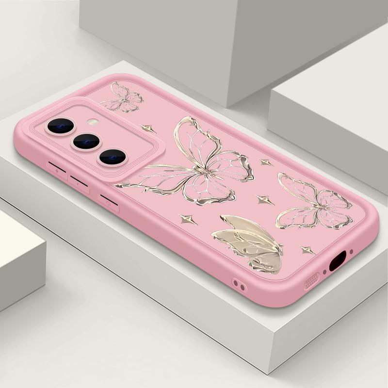For Samsung S25 Ultra S24 FE S23 S22 A56 A36 A55 A16 A15 A35 Case Butterfly Print Soft Silicone Shockproof Lens Protection TPU Matte Phone Cover