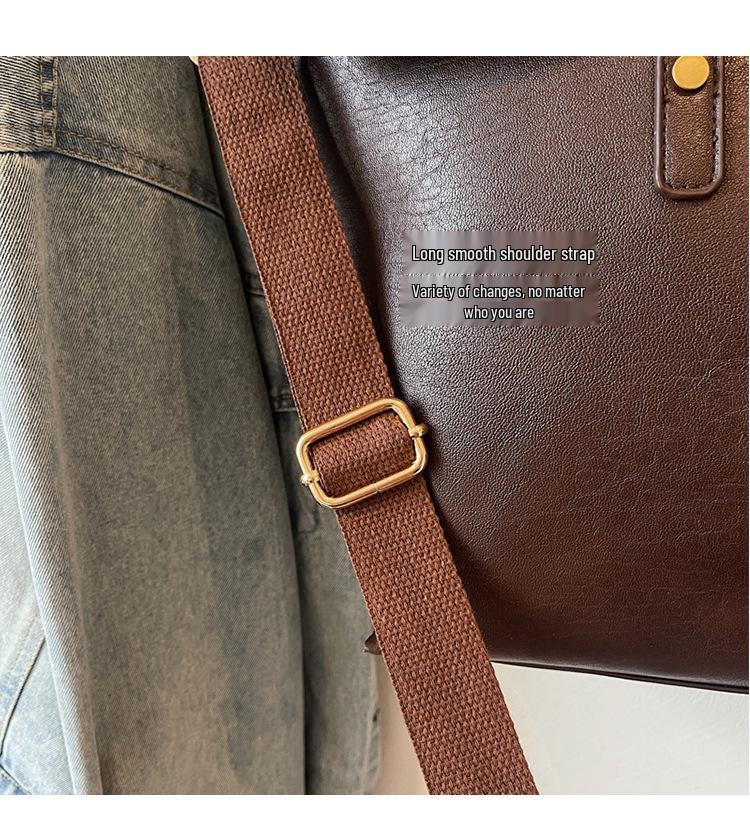 Women's Vintage Genuine Leather Shoulder Tote – Lightweight, Versatile Daily Commute Bag