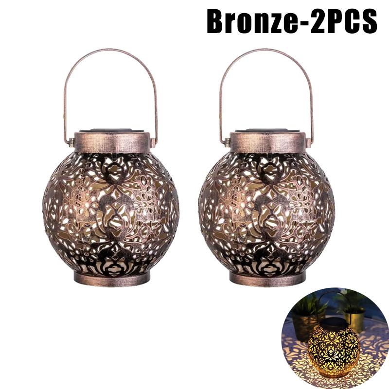 Solar Powered Moroccan Lanterns Metal Outdoor Hanging Lights Waterproof For Patio Lawn Yard Tabletop Decor Ambient Lighting