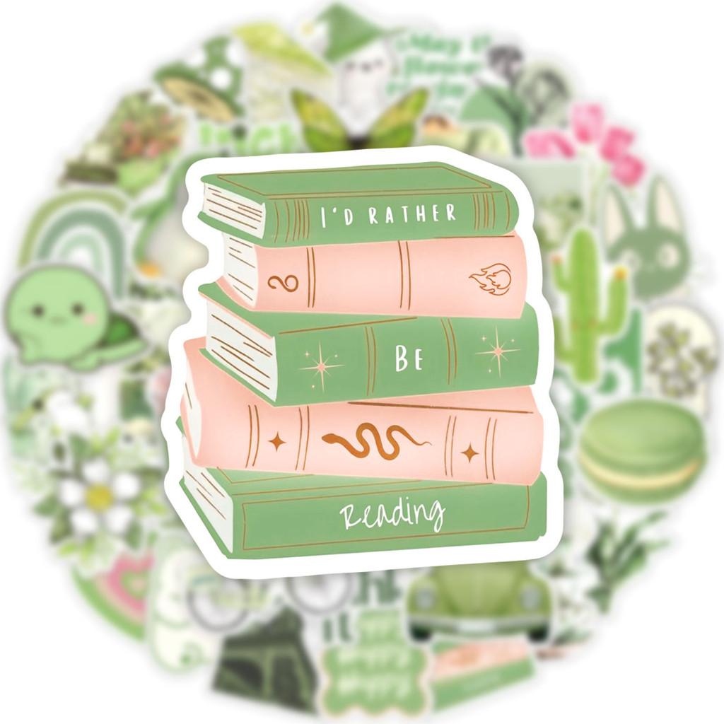 50 Pcs Ins-Style Green Girl Cute Cartoon Stickers Waterproof PVC Decorative Sticker Perfect for Notebook RecordingYourLife Store