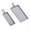 2 Stainless Steel Pendant Cabochon Setting Blank Rectangular Jewelry Finding