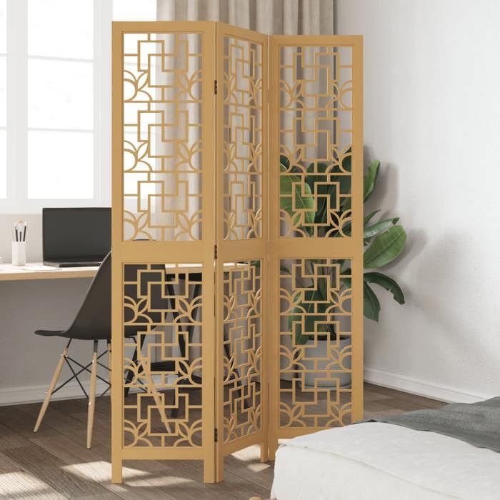 VidaXL Cloison de Séparation 3 Panneaux, Séparateur de Pièce, Écran d'Intimité, Paravent de Salon Chambre, Marron Bois 358861