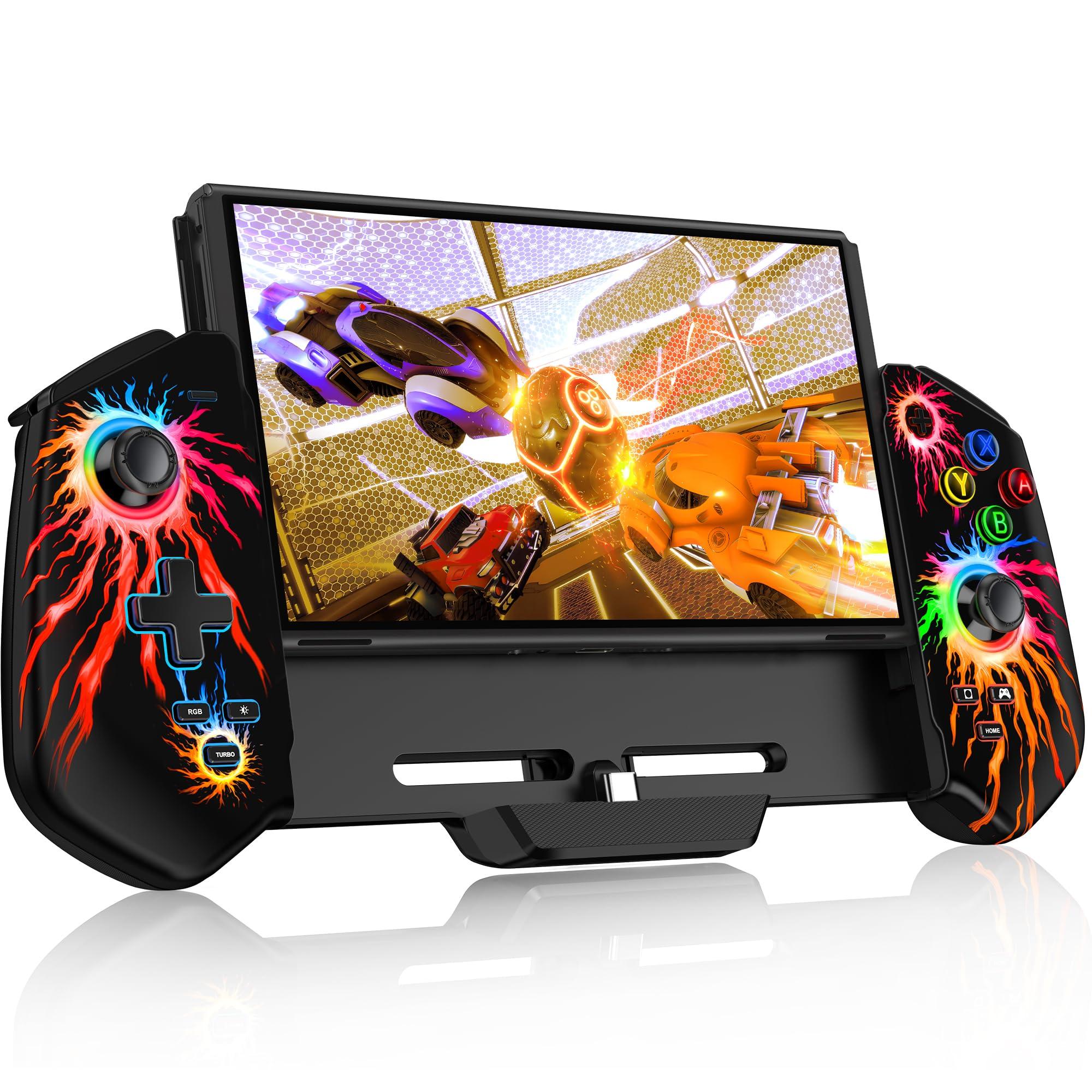 

Switch Controller 7 Color RGB Light Macro Function Controller for Portable Mode for Switch Grip Controller Gyro Sensor Vibration Rapid Fire Wired