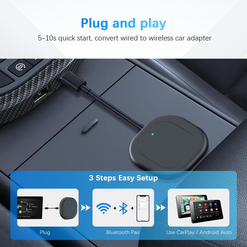 New 2 In1 Carplay& Android Auto Mini Box Wireless Carplay Adapter Wired To Wireless Carplay For USB Dongle Plug And Play 5G Wifi