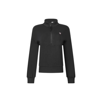 Solid Color Stand Collar Fitness Pullover Long Sleeve Sweatshirt Women Sweatshirt Deep-Black A11W341211F-BK