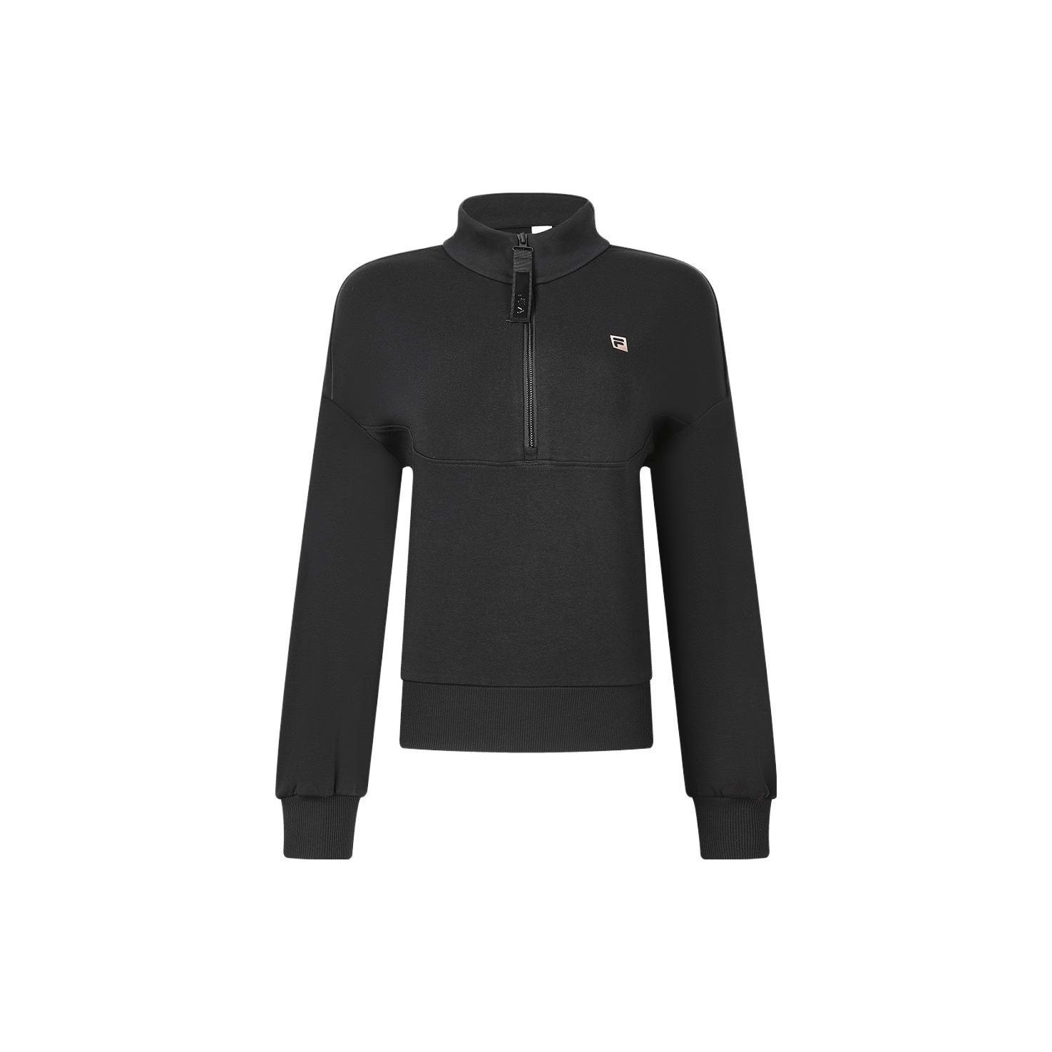 

FILA Solid Color Stand Collar Fitness Pullover Long Sleeve Sweatshirt Women sweatshirt Deep-Black A11W341211F-BK S
