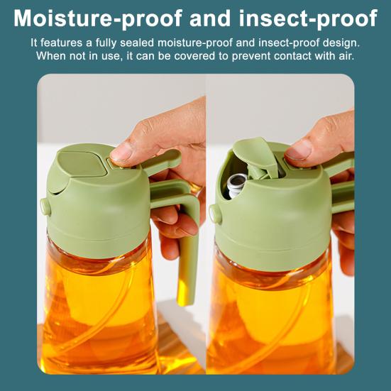 Oil Pot 2-in-1 Design Food Grade PP Lead-Free Glass Transparent Visual Design Cooking Sprayer