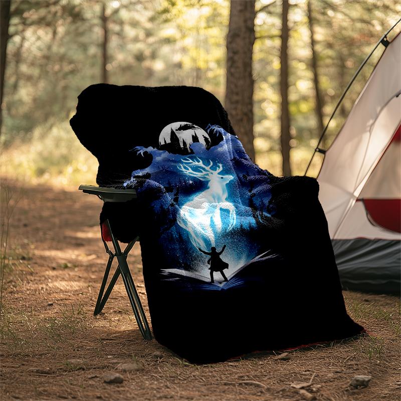 Magic Forest Print Flannel Blanket, Soft Warm Lightweight Throw Blanket for living Room,Sofa Bed Camping office