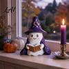 Whimsical Ghost Sculpture Lighted Figurine Resin Wizard Statue with LED Light Cute Indoor Halloween Accessories Reading Book Night Light for