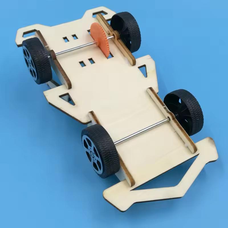 DIY Electric Wood Racing Car Assembled Puzzles Science Experiment Toy Interesting Handmade for Early Learning Building Toys